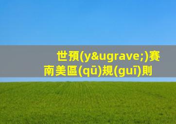 世預(yù)賽南美區(qū)規(guī)則