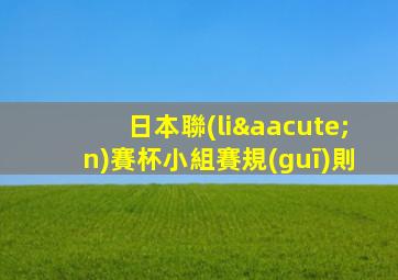 日本聯(lián)賽杯小組賽規(guī)則