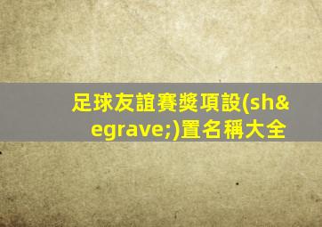 足球友誼賽獎項設(shè)置名稱大全